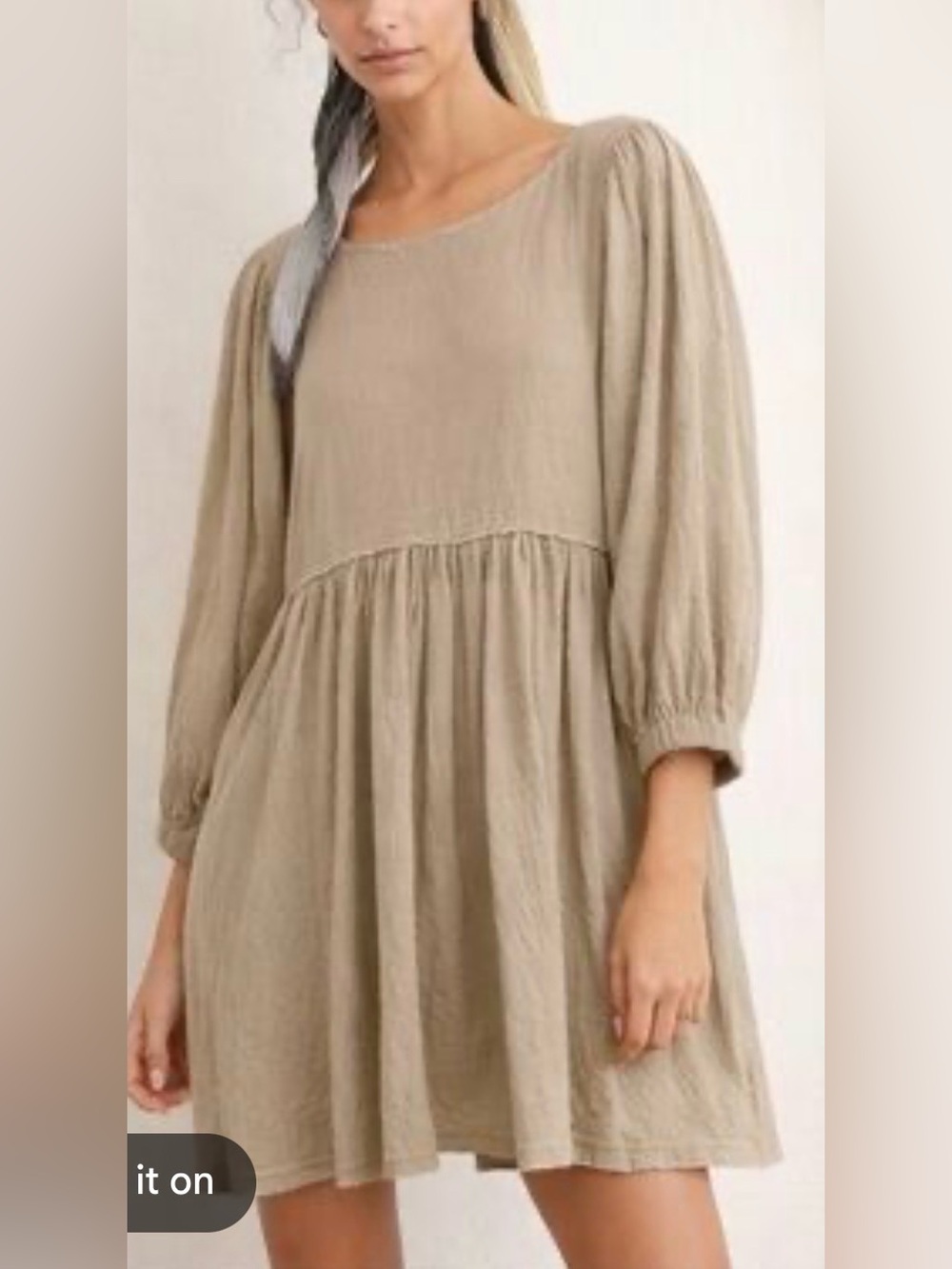 Free People Cream Textured Babydoll Dress